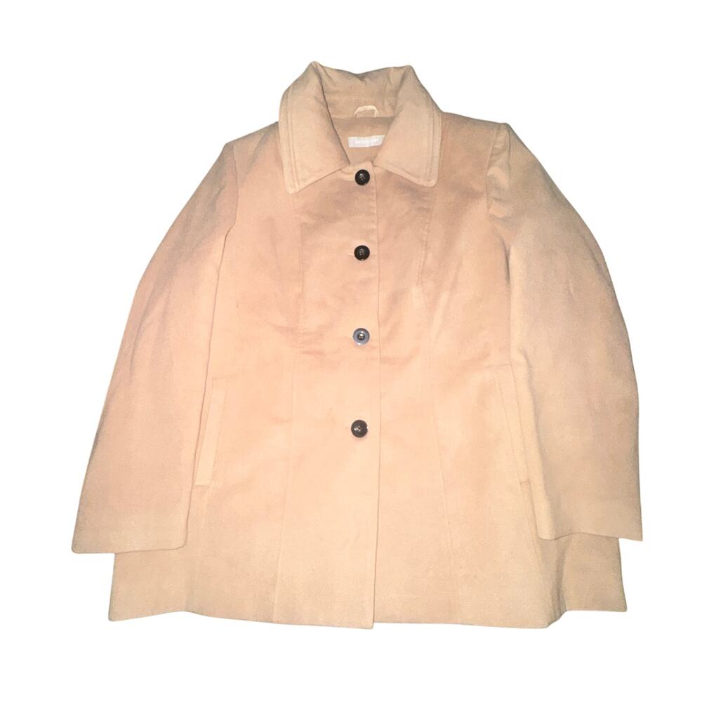 Anthology Pea Coat Women's Size 18 Tan Camel Button Front Pockets Collared
